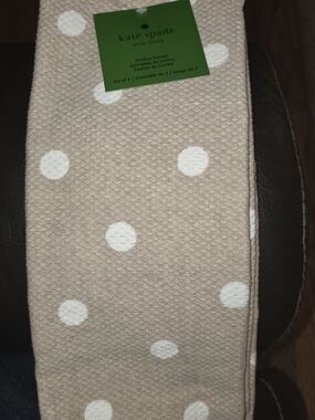 kate spade beige & white polka dot kitchen towels